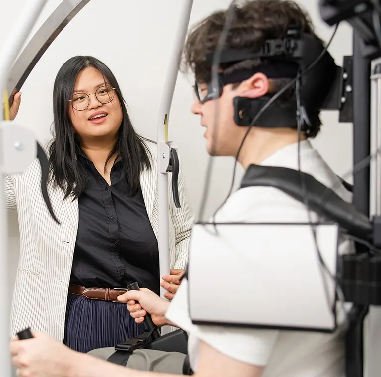 Dr Clarissa Tjoakarfa with a patient in the Rotundum positioning chair