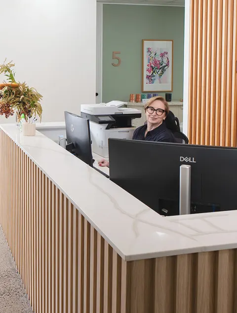 The reception desk at Melbourne Balance Clinic